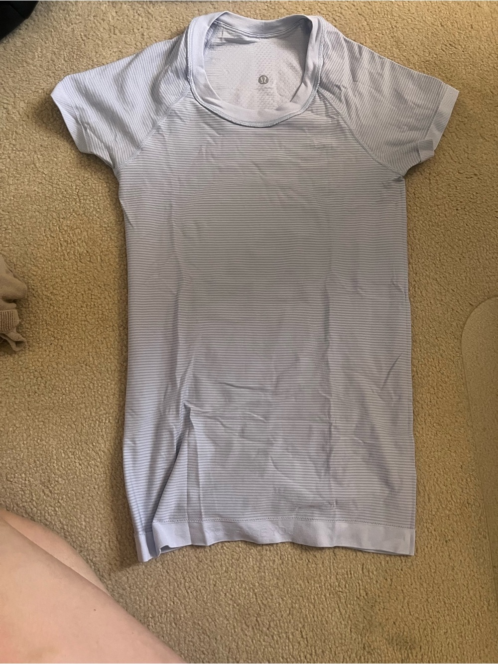 lululemon athletica Light Blue Striped Muscle Tee